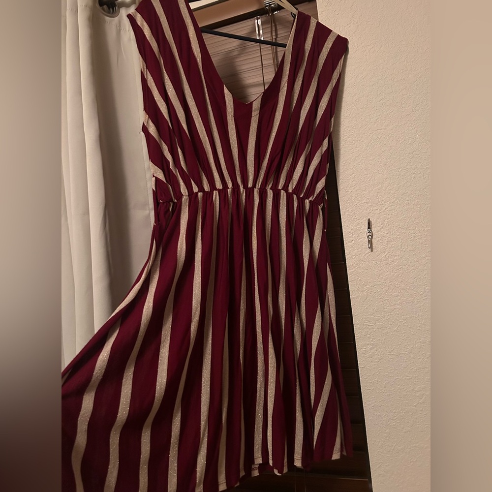 Striped Burgundy and Gold Dress